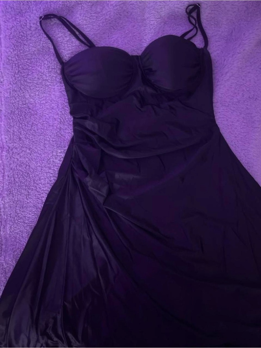 Amazon Strapless Black Satin Dress with Built-In Cups